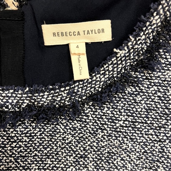 Rebecca Taylor Indigo Tweed Dress, navy blue and white boucle, size 4 - Picture 3 of 16
